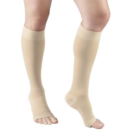 MEDIA DE COMPRESIÓN DE MICROFIBRA UNISEX HASTA LA RODILLA PUNTERA ABIERTA 20 - 30 mmHg